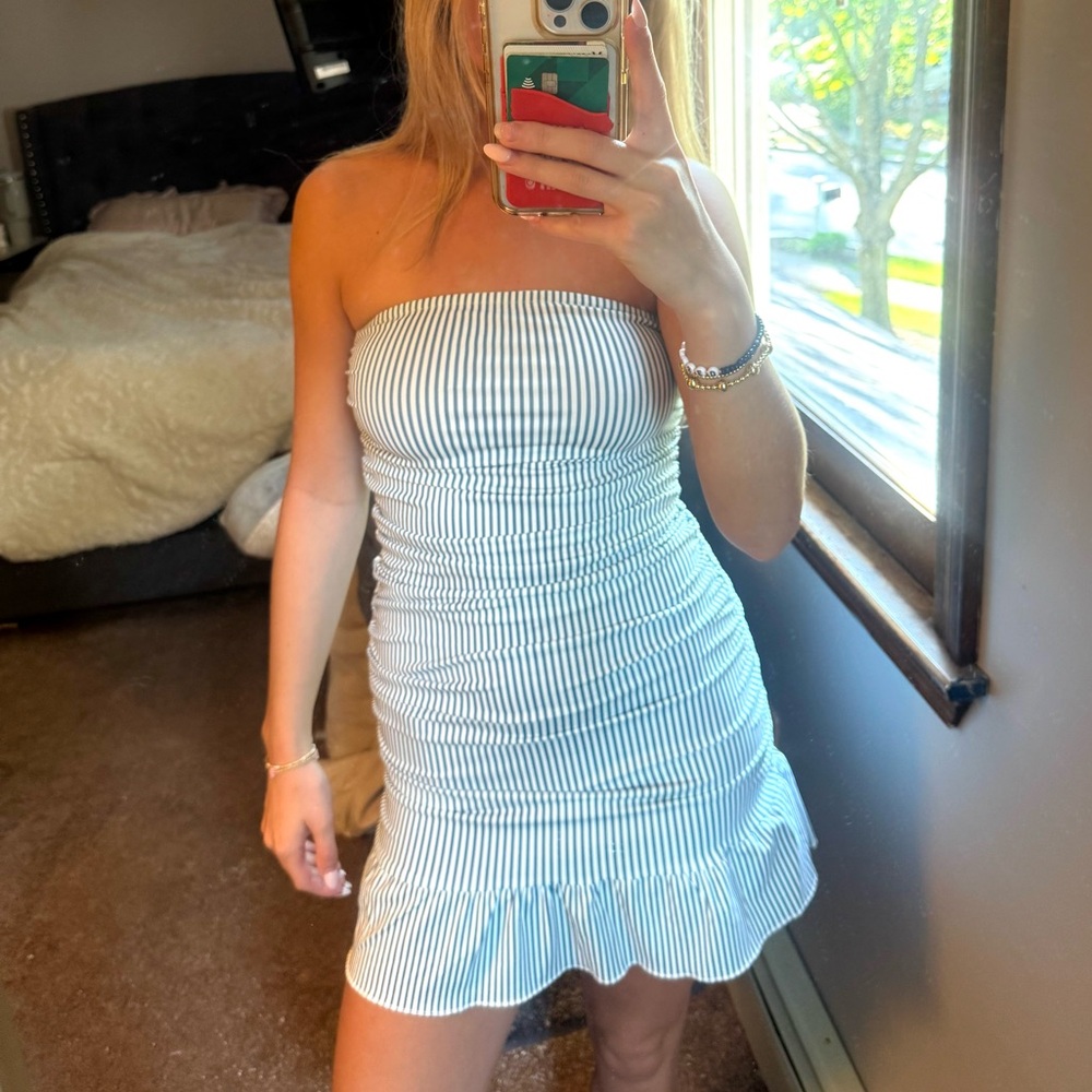 Edikted striped strapless mini dress